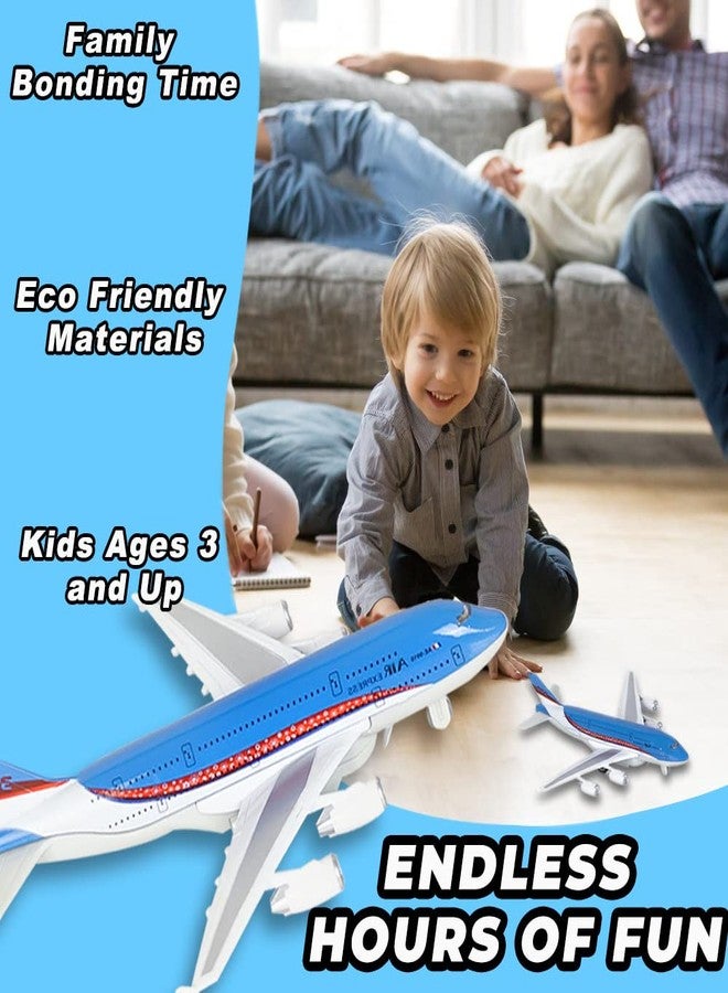 Crelloci Airplane Toys, Bump and Go Action, Pull Back Die Cast Model Plane with Lights & Sounds, 3D Anatomy View, Aircraft Vehicles Gift for Kids Toddler Boys Ages 3+(Blue) - Image 4